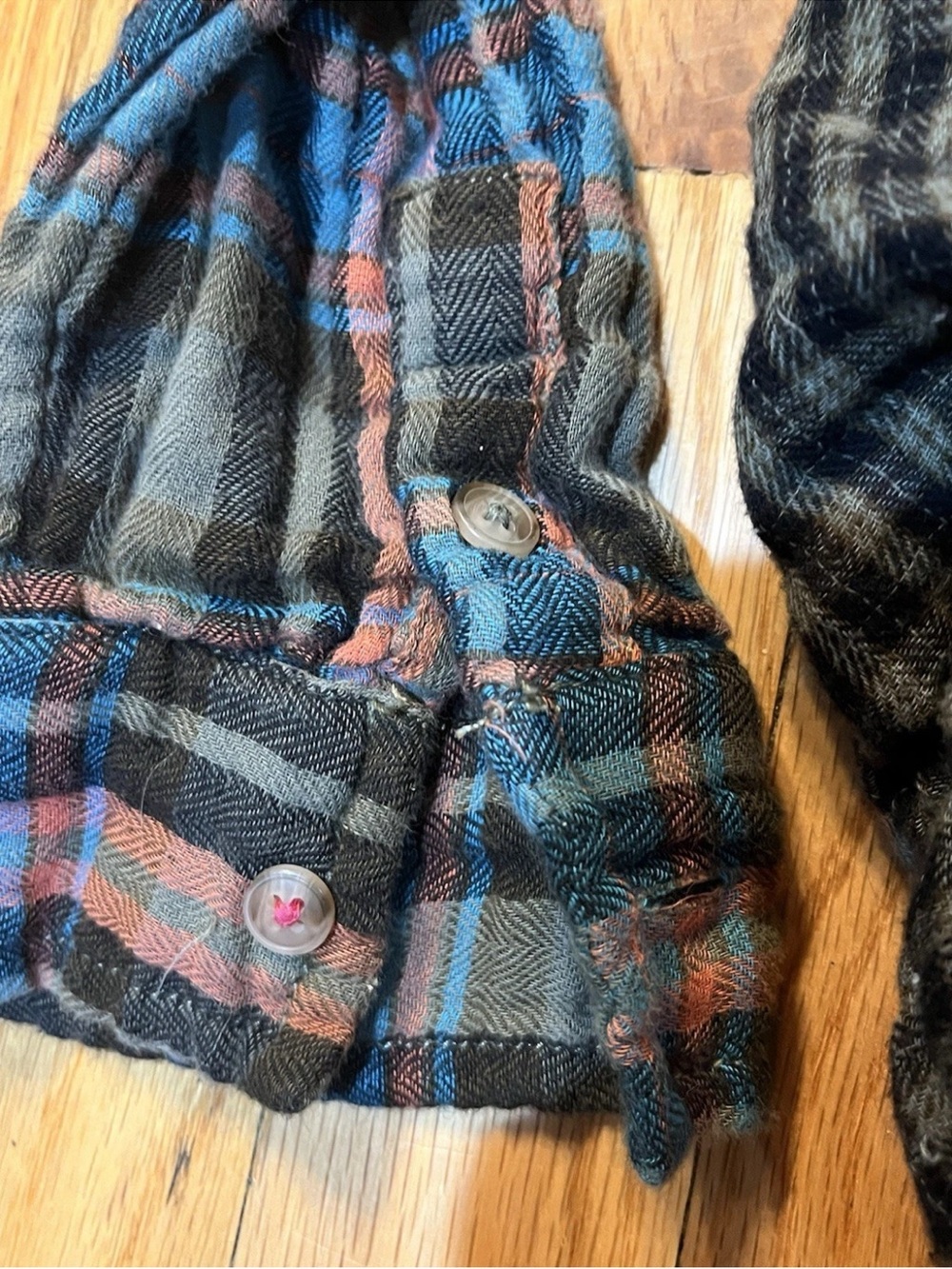 Anthropologie Pilco Plaid Patchwork Button-Up Shirt grunge Boho frayed M - Picture 5 of 8
